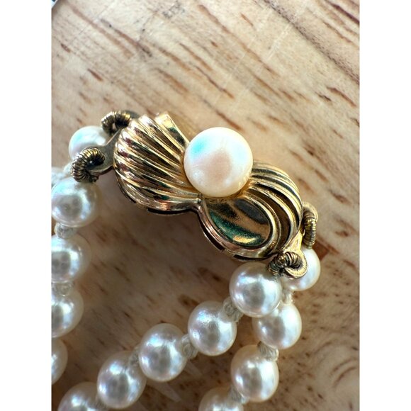 Vintage JKA Köhle Double Strand Faux Pearl Necklace 17" Gold Plated 925 Stamped - Picture 13 of 16